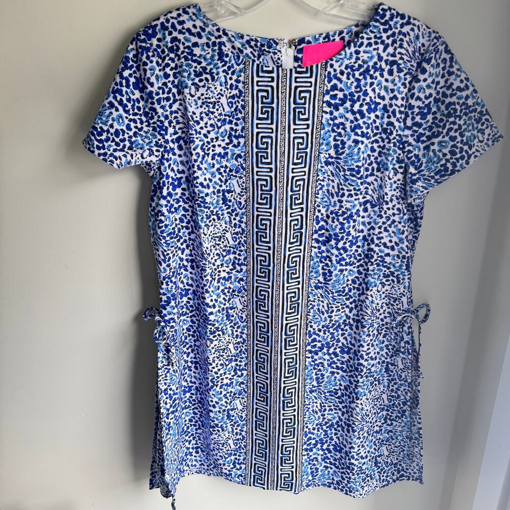 Lilly Pulitzer Bianca Romper Sz 10 Twisted Up Blue White Short Sleeve Stretch